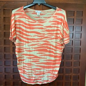 Toska orange/reddish and tan tiger stripped shirt